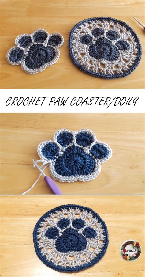 Crochet Paw Print Coaster Pattern Free