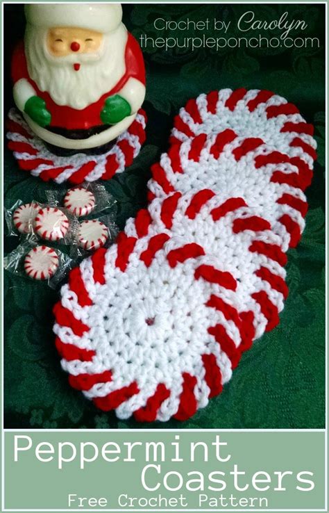 Crochet Peppermint Coasters