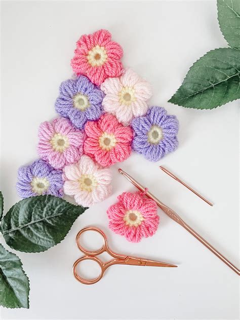 Crochet Puff Flower Free Pattern