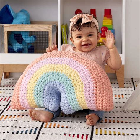 Crochet Rainbow Pillow