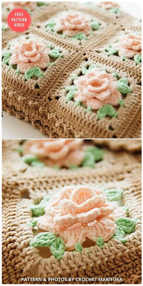 Crochet Rose Pattern Blanket
