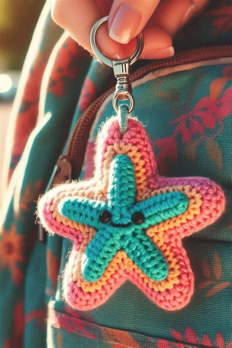 Crochet Starfish Keychain
