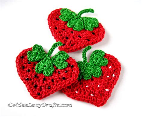 Crochet Strawberry Applique