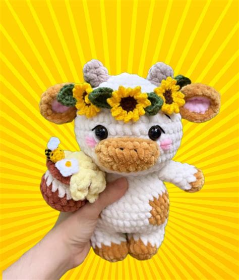 Crochet Sunflower Cow