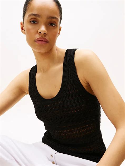 Crochet Tank Top Black