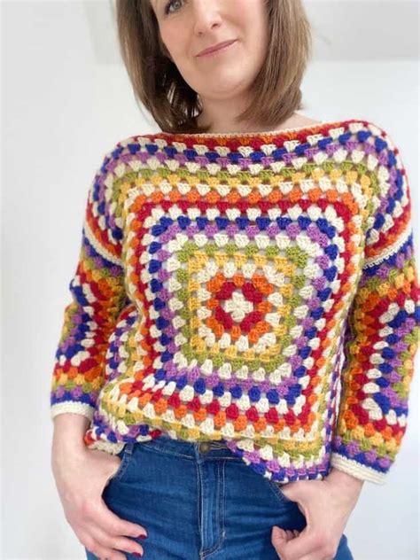 Crocheted Granny Square Sweater