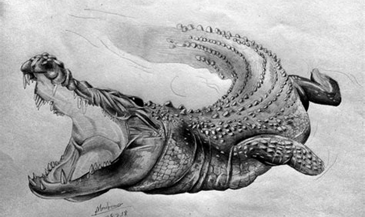 Crocodile in Water Pencil Sketch: Capturing the Essence of Nature Through Art