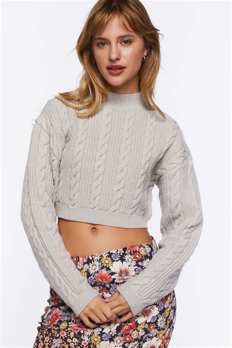 Cropped Cable Knit Sweater