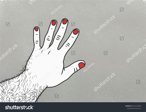 Cropped Image Man Red Nail