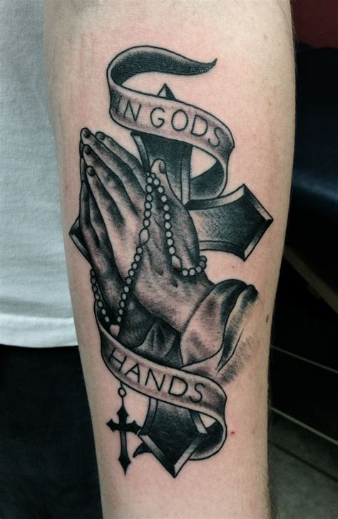 Praying Hands & Cross tattoo