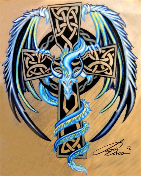 Celtic dragon cross large 8.25" temporary arm tattoo