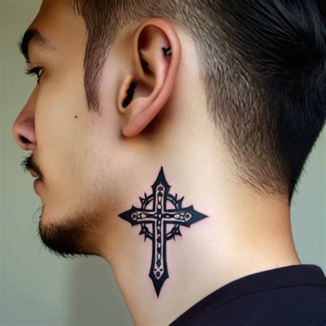 Cross On The Neck Tattoo