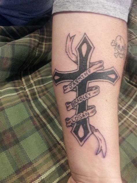 Cross with Ribbon Temporary Tattoo Sticker OhMyTat