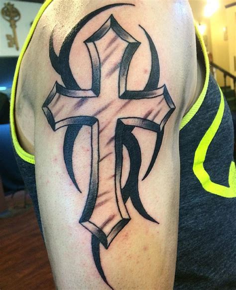 Cross Shoulder Tattoo
