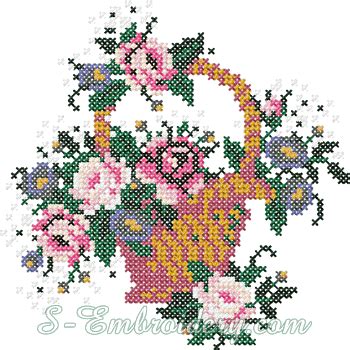 Cross Stitch Flower Basket Designs