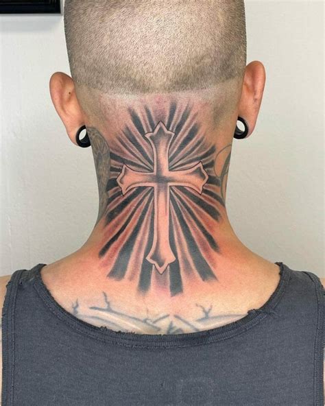 Cross Tattoo In The Neck