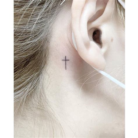 Cross Tattoos Behind The Ear