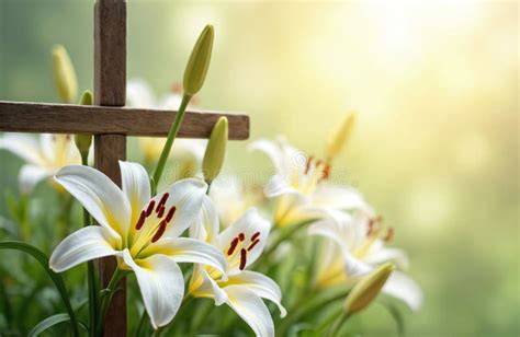 Cross With Easter Lilies