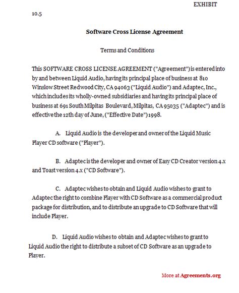 Industry Wide Cross License Agreement US Legal Forms