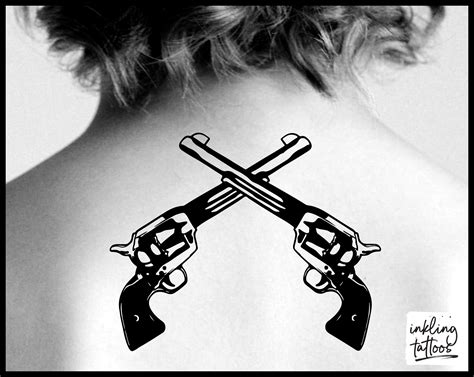 Crossed Revolver Pistols Tattoo By Enoki Soju by enokisoju