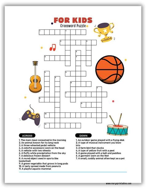 Crossword Puzzles For Kids Pdf