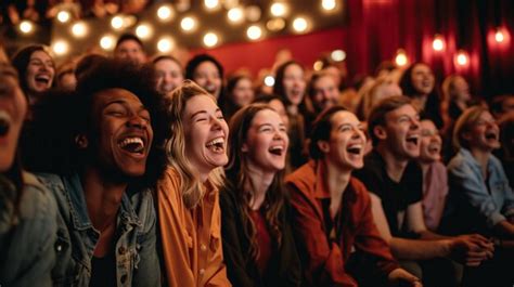 Crowd laughing at comedy show