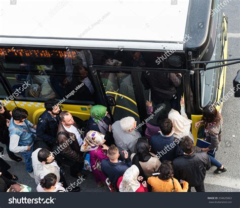 Crowded Bus Stop