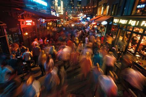 Crowded Street Nightlife