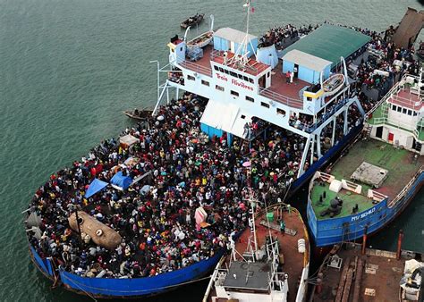Crowded ferry boat