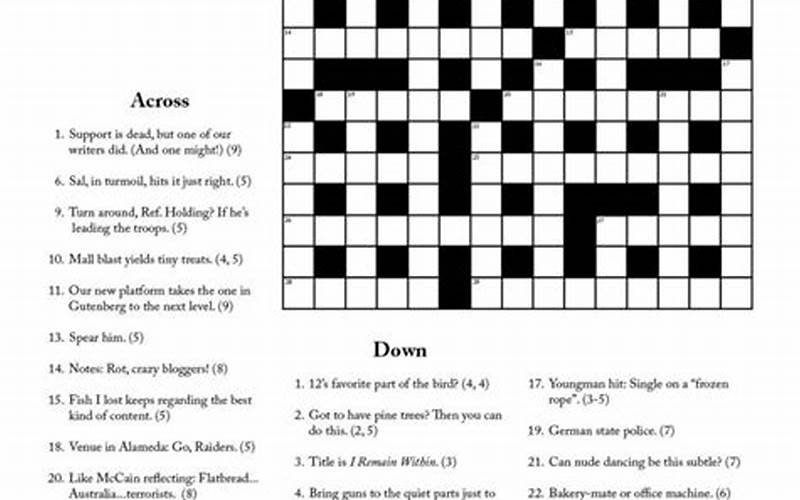 Cryptic Crossword Puzzle Clue