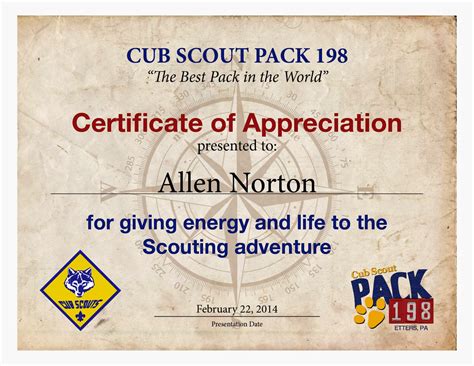 Cub Scout Certificate Templates