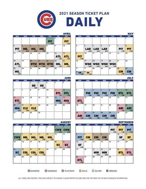 Cubs Printable Schedule