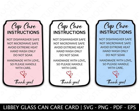 Download Cup Care Instructions - Printable Care Files DXF Files