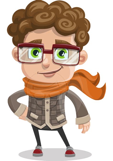 Curly Hair Boy Cartoon Characters