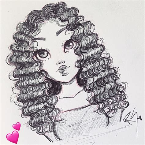 Curly Hair Girl Drawing