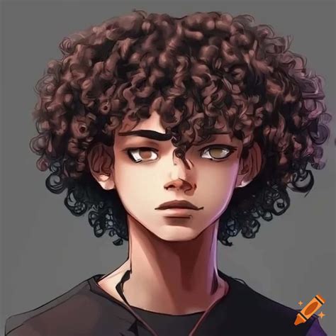 Curly Hair Light Skin Boy Drawing