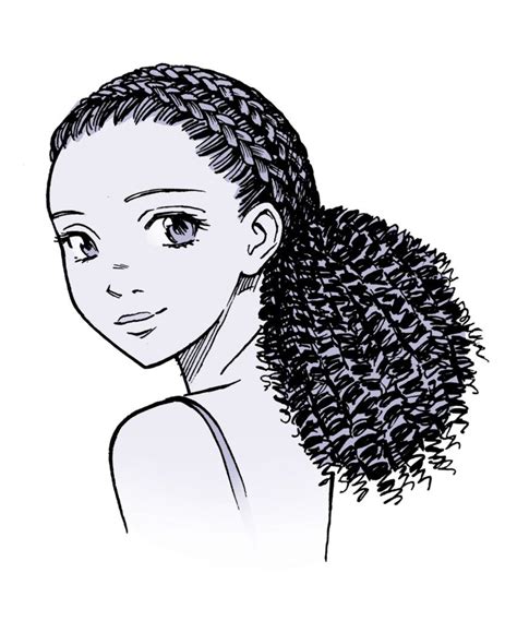 Curly Hair Ponytail Drawing