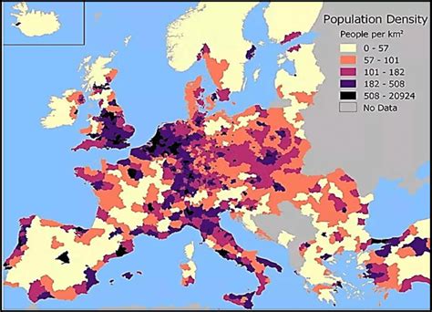 Current Population Density in Europe Statistics