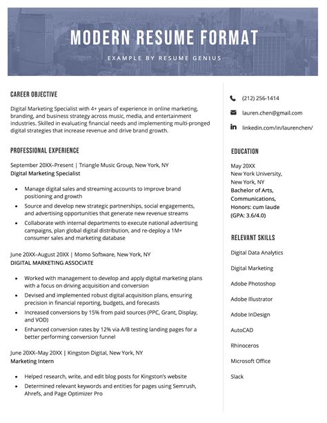 Current Resume Format