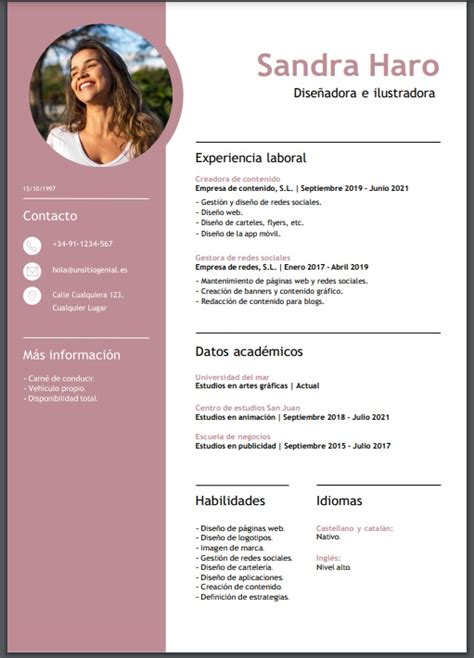 Curriculum Plantilla Gratis Word