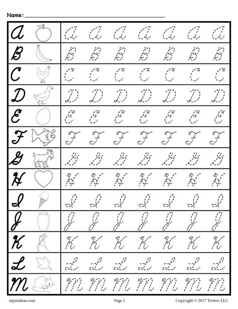 Cursive Letters Tracing Worksheets
