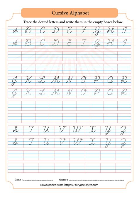 Cursive Capital Letters Worksheet