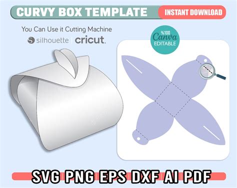 Download Curvy Box Template - Gift Box, Treat... Cut Files