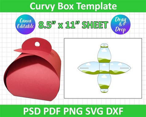 Download Curvy Box Template - Gift Box, Treat... Files