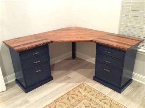 Custom Hickory Corner Desk Amish Handcrafted Furniture Solid Hardwood Office Furniture