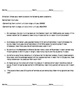 Customary Units Conversion Word Problems by Miss Musial's World of Learning