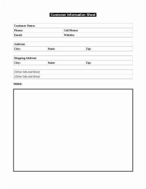 Customer Information Card Template - Atlantaauctionco Pertaining To