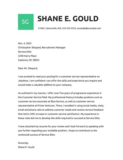 Customer Service Cover Letter Resume Examples
