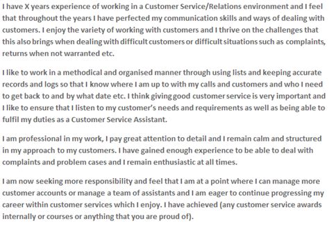 Customer Service Personal Statement Template