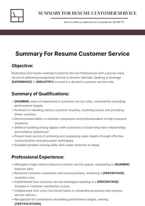 Top-notch customer service resume summary for success